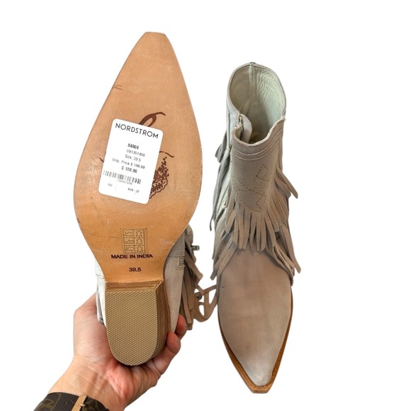 Free People Lawless Suede Fringe Ankle Boot Pointed Toe Western Cowboy Boots 9.5 - Picture 10 of 10